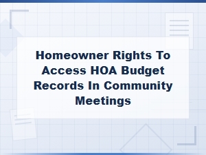 Homeowner Access to Hoa Budget Records